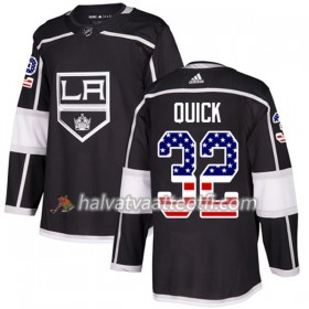 Miesten NHL Los Angeles Kings Pelipaita Jonathan Quick 32 Adidas 2017-2018 Musta USA Flag Fashion Authentic